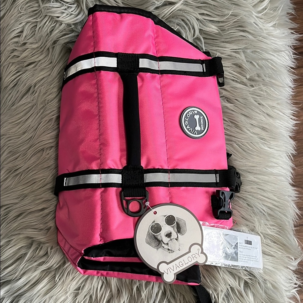 VIVAGLORY Pink Dog Life Jacket